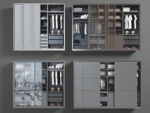 现代带有玻璃推拉门的衣柜组合