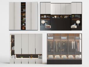 现代白色装饰镂空收纳的储物柜、衣柜组合3d模型 现代白色装饰镂空收纳的储物柜、衣柜组合