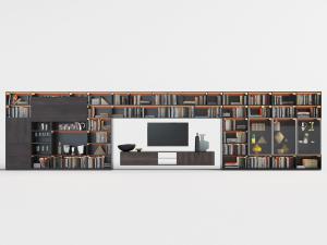 现代带有收纳功能的电视背景墙、电视柜