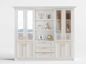 新中式白色装饰玻璃柜门的展示柜