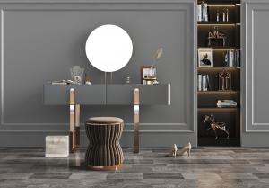 北欧金属支架的灰色梳妆台、坐墩组合