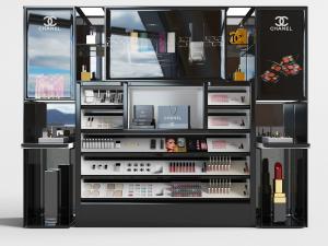 现代黑色化妆品展示柜、货架