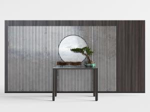 中式实木案几、盆景3d模型 中式实木案几、盆景