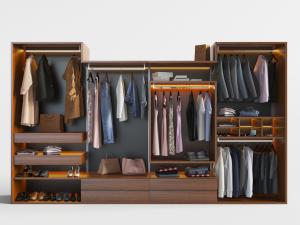 现代实木开放式衣帽间衣柜