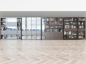 新中式实木玻璃柜门的装饰柜组合