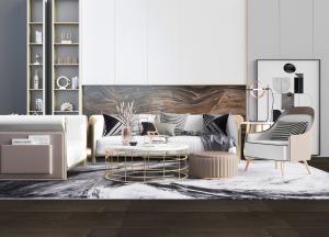 现代多人沙发、单人沙发和休闲椅组合