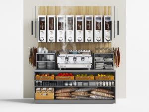 现代餐厅食品备餐货架、饮料机