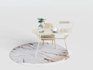 现代米黄色书桌椅组合3d模型 现代米黄色书桌椅组合