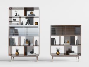 新中式高低镂空装饰柜组合