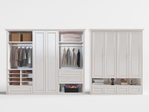 简欧白色实木双扇门衣柜