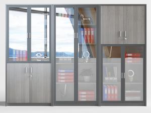 现代装饰玻璃柜门的办公书柜收纳柜