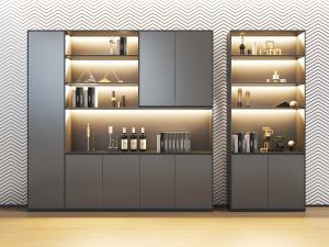 现代带有黑边的灰色装饰柜