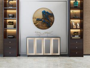 中式玄关柜、装饰柜组合3d模型 中式玄关柜、装饰柜组合