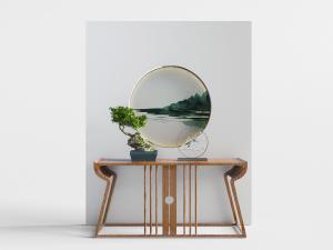 中式实木玄关案几、盆景和摆件3d模型 中式实木玄关案几、盆景和摆件