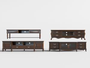 欧式胡桃木雕花电视柜