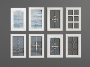 现代白色边框带金属方格的玻璃窗