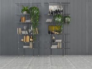 黑色金属收纳展示架、花卉植物