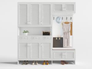 简欧百叶柜门带卡座的玄关柜、鞋柜3d模型 简欧百叶柜门带卡座的玄关柜、鞋柜