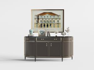 简欧咖啡色弧形边柜、玄关装饰柜3d模型 简欧咖啡色弧形边柜、玄关装饰柜