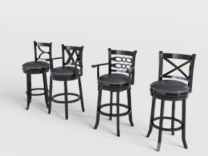 美式黑色圆形带扶手的吧椅