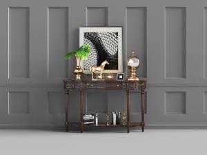 欧式实木雕花中空边柜、装饰柜和饰品摆件3d模型 欧式实木雕花中空边柜、装饰柜和饰品摆件