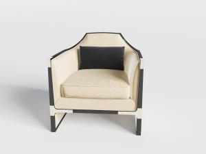 新中式带有黑色靠垫的单人沙发3d模型 新中式带有黑色靠垫的单人沙发