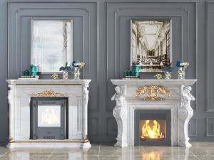 欧式带有人物雕像的大理石壁炉