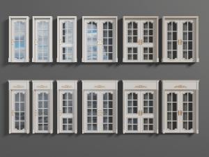 简欧白色边框带实木方格的玻璃推拉门、平开门