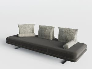 现代无靠背的深灰多人沙发