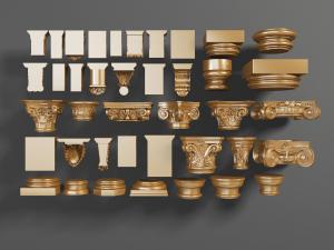 欧式金色雕花罗马柱头组合