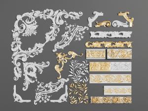 欧式天花板石膏雕花构件、角线