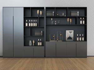 现代黑色光面装饰柜、酒柜和餐边柜