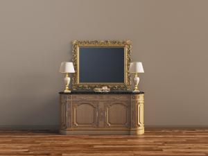 欧式复古雕花玄关柜、装饰柜和台灯3d模型 欧式复古雕花玄关柜、装饰柜和台灯