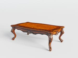 欧式深实木带有雕花四脚的长方形茶几3d模型 欧式深实木带有雕花四脚的长方形茶几