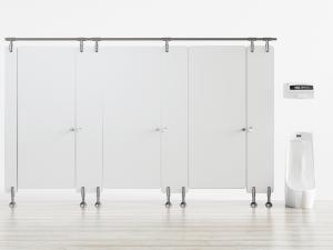 公共卫生间的白色门档、便池