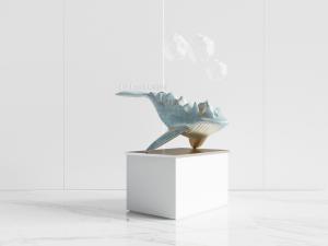 现代蓝色鲸鱼雕塑