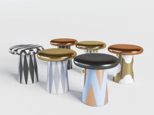 现代多款蘑菇造型的坐凳