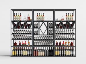 现代黑色多层红酒货架