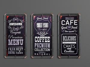 工业风白色字母的黑色金属咖啡馆招牌