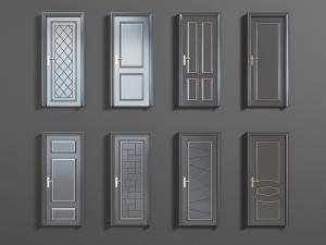 新中式深灰色装饰花纹的平开门