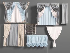 欧式撞色窗帘、罗马帘
