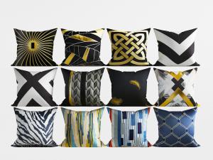 现代黑白几何图案的靠垫