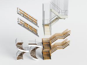 现代公共空间螺旋楼梯、转角楼梯3d模型 现代公共空间螺旋楼梯、转角楼梯