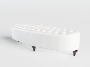 欧式黑色脚白色菱形软包的坐凳