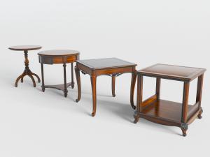 欧式实木方形、圆形茶几边几和角几3d模型 欧式实木方形、圆形茶几边几和角几