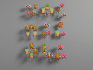 欧式金属雕花花架和盆栽植物