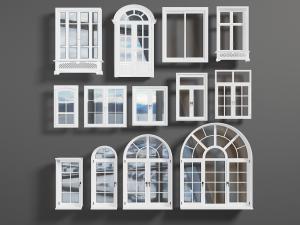 欧式白色拱形门窗、推拉窗