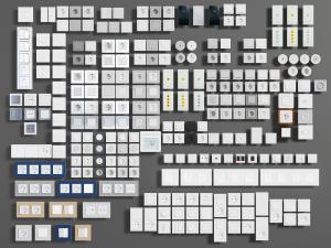 现代白色方形插座、开关五金件3d模型 现代白色方形插座、开关五金件