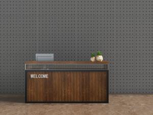 新中式实木前台接待台