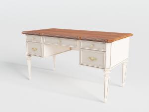 简欧实木色桌面白色抽屉的书桌3d模型 简欧实木色桌面白色抽屉的书桌